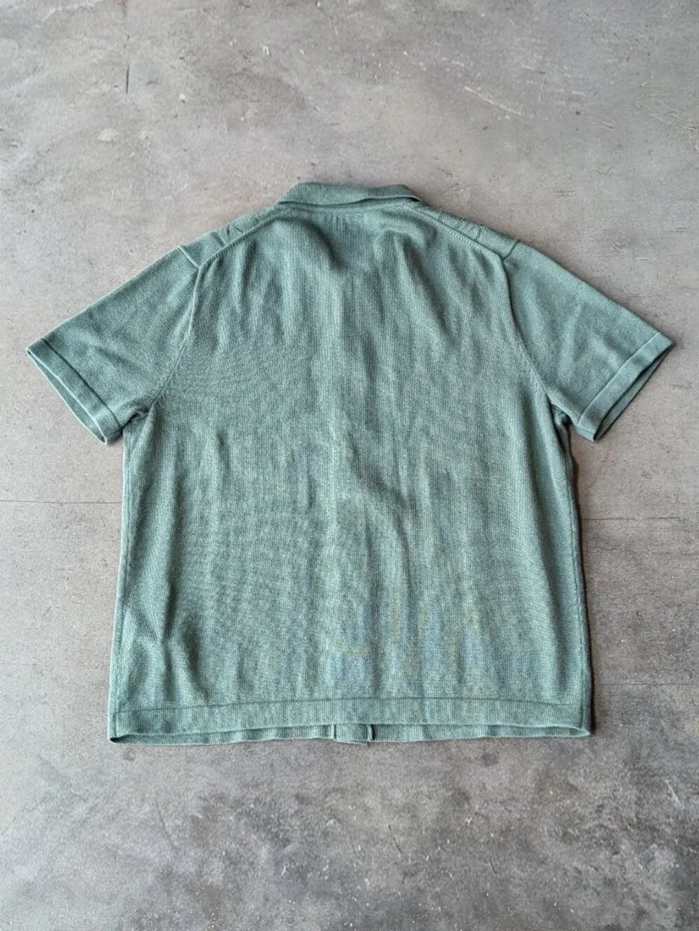 J. Crew Short Sleeve Cotton Cable Knit Cardigan Sweater Polo Green large